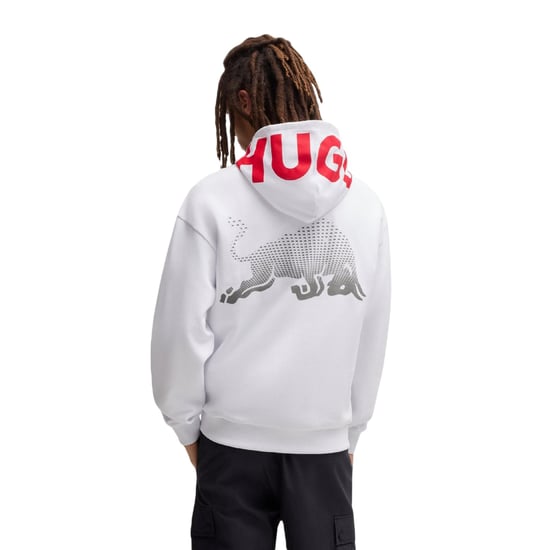 Hugo Hoodie met verlaagde schouders en trekkoord voor heren (Wit) - Image 2