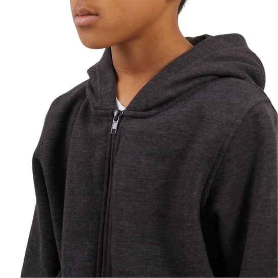 Brave Soul Boys Plain Ribbed Cuff Full Zip Hoodie (Dark Charcoal) - Image 3