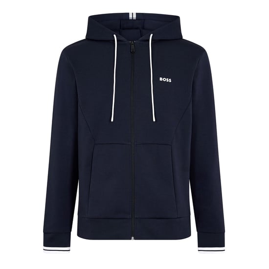Boss Heren-hoodie met volledige ritssluiting en stretchstof (Donkerblauw) - Image 2