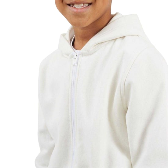 Brave Soul Boys Plain Ribbed Cuff Full Zip Hoodie (Off White) - Image 3