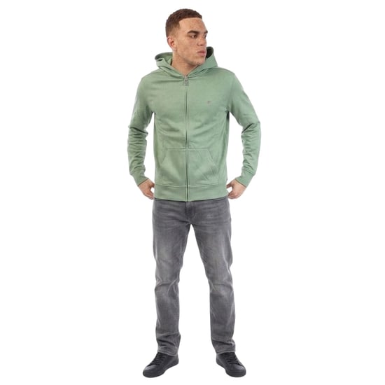Gant Katoenen capuchon met volledige rits voor heren (Groen) - Image 3