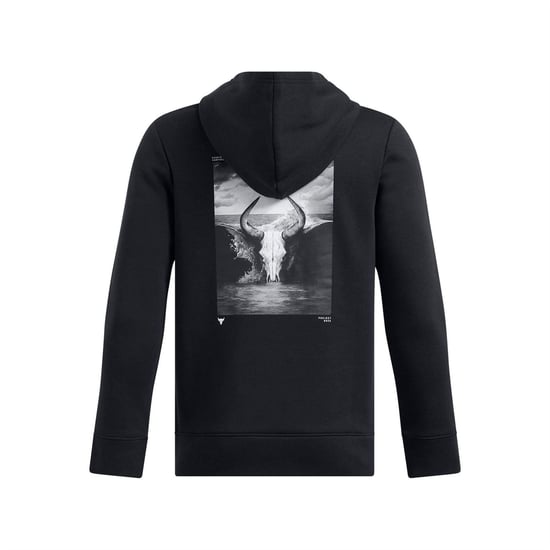 Under Armour Kinder-hoodie met capuchon van katoenmix uit de Project Rock-collectie (Zwart) - Image 2