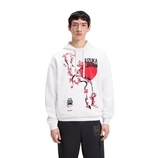 Hugo Heren-hoodie met lange mouwen en trekkoord, standaardpasvorm (Wit) - Image 1