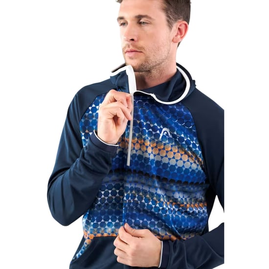 Head Heren-sweatshirt met geometrisch patroon en reguliere raglanmouwen (Blauw) - Image 4