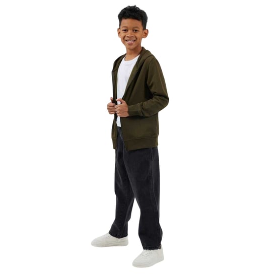 Brave Soul Boys Plain Ribbed Cuff Full Zip Hoodie (Mid Khaki) - Image 4
