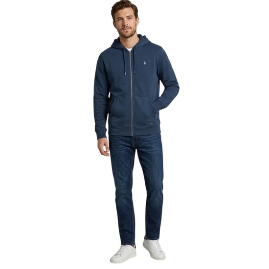 Original Penguin Herrar Bomull Långärmad Full Zip Hoodie (Yale Blå) - Image 4