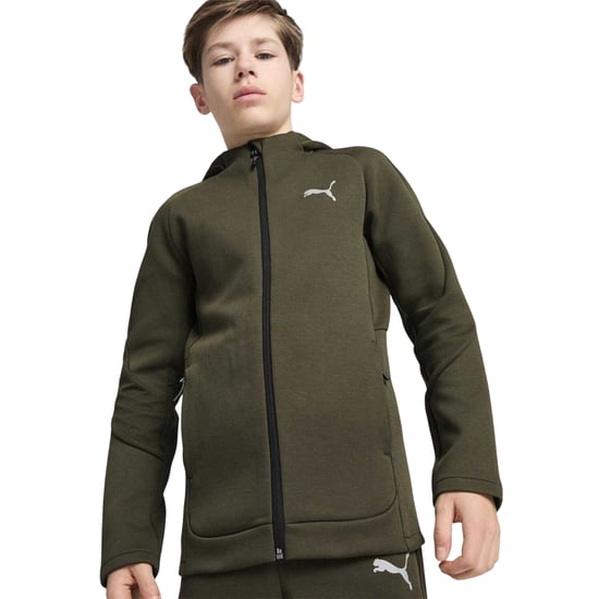 Puma Barn/Kids Full Zip Hoodie med dragkedja (Mörk oliv) - Image 1