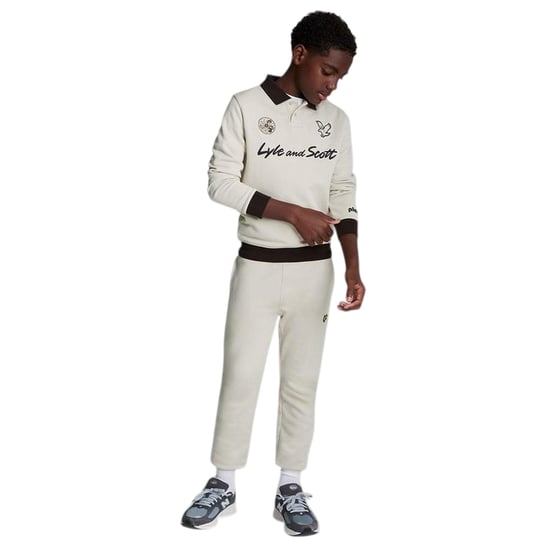 Lyle & Scott Sweatshirt met kraag en logo voor jongens (Beige) - Image 3
