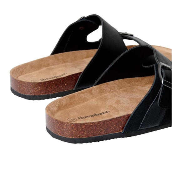 Threadbare Atticus platte slippers met dubbele gesp voor heren (Zwart) - Image 2