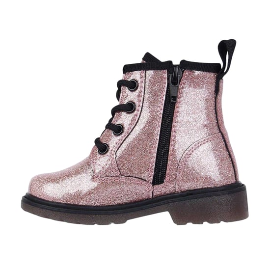 Miso Flickor Brandi Glitter Ankelstövlar med blockklack och sidodragkedja (Rosa) - Image 3