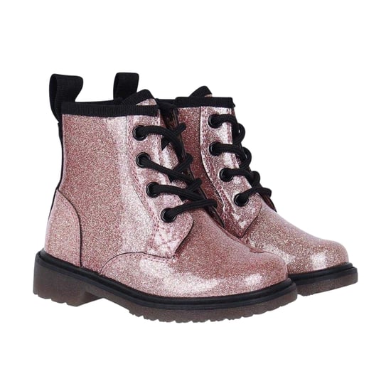 Miso Flickor Brandi Glitter Ankelstövlar med blockklack och sidodragkedja (Rosa) - Image 5