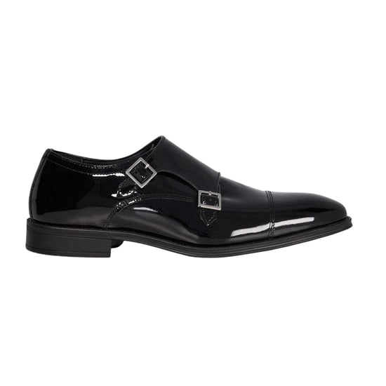 Dune London Herr Lo Steff Läder Dubbel Monk Strap Skor (Svart) - Image 3
