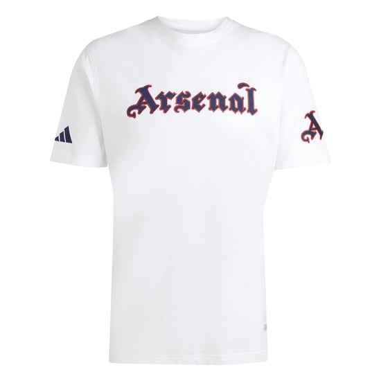 Men's adidas Arsenal Logo Print Crew Neck Short Sleeve T-Shirt in White - Image 1