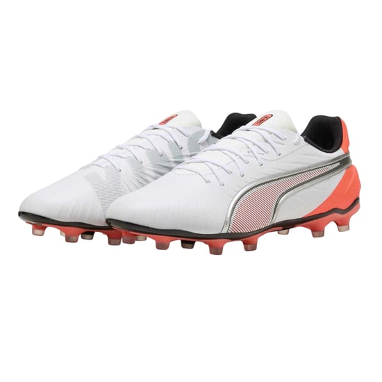 Puma Mens King Match Firm Ground Football Boots (White/Red) - Image 6