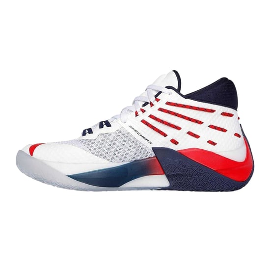 Skechers Heren Mesh Basketbalschoenen (Wit/Rood) - Image 2