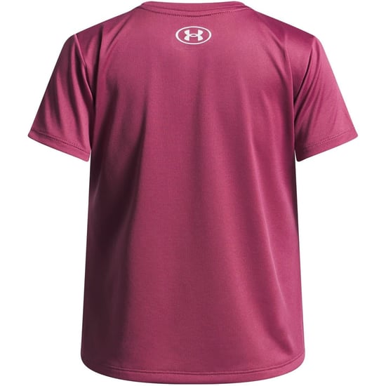 Girls Under Armour Tech Short Sleeve Performance Gym Top in Fuchsia Dusk - Image 2