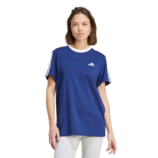 Women's adidas Essentials 3 Stripe T-Shirt in Navy/White - Image 2