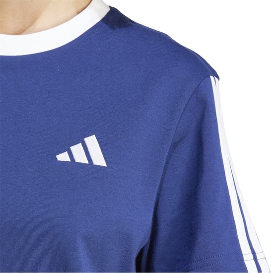 Women's adidas Essentials 3 Stripe T-Shirt in Navy/White - Image 4