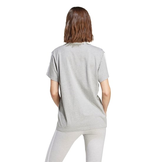 Women's adidas Essentials 3 Stripe T-Shirt in Medium Grey Hth - Image 3