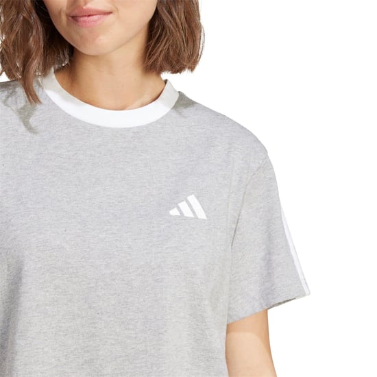 Women's adidas Essentials 3 Stripe T-Shirt in Medium Grey Hth - Image 5