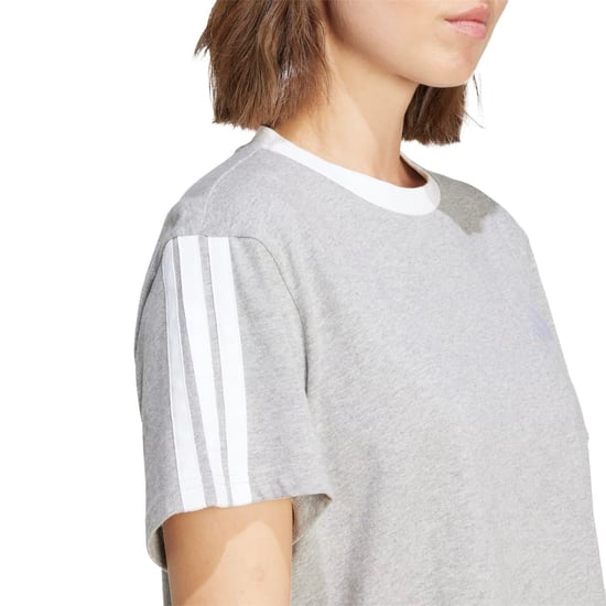 Women's adidas Essentials 3 Stripe T-Shirt in Medium Grey Hth - Image 6