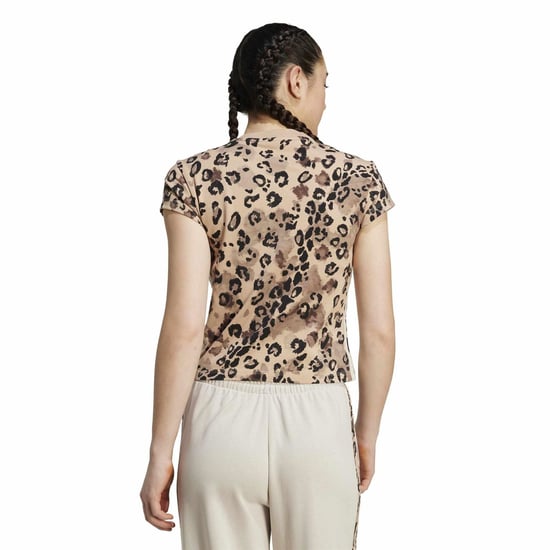 Women's adidas All Over Print Crew Neck Short Sleeve Jersey T-Shirt in Multicolor - Image 3