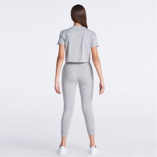 Girls SikSilk Cropped Crew Neck Regular Fit T-Shirt in Grey Marl - Image 5