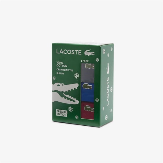 Men's Lacoste 3Pck Slm T in Bord/Cobalt/Nvy - Image 6