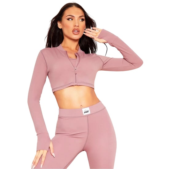 Missy Empire Womens/Ladies Logo Cropped Fitted Long-Sleeved Gym Jacket (Rose) - Image 1