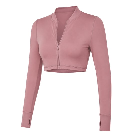 Missy Empire Womens/Ladies Logo Cropped Fitted Long-Sleeved Gym Jacket (Rose) - Image 2