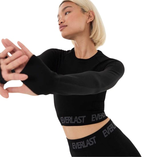 Everlast Womens/Ladies Seamless Long-Sleeved Crop Top (Jet Black) - Image 3