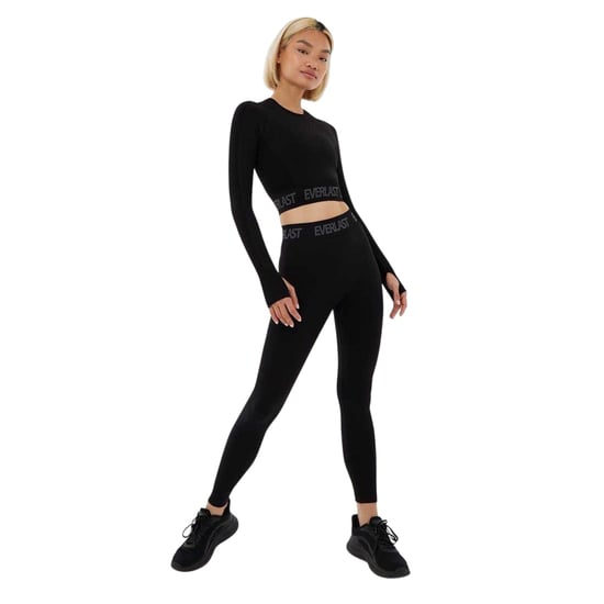 Everlast Womens/Ladies Seamless Long-Sleeved Crop Top (Jet Black) - Image 4