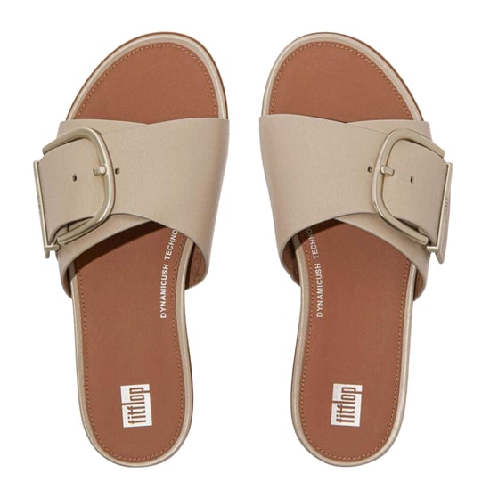 FitFlop Dames Leren Slippers (Beige) - Image 3