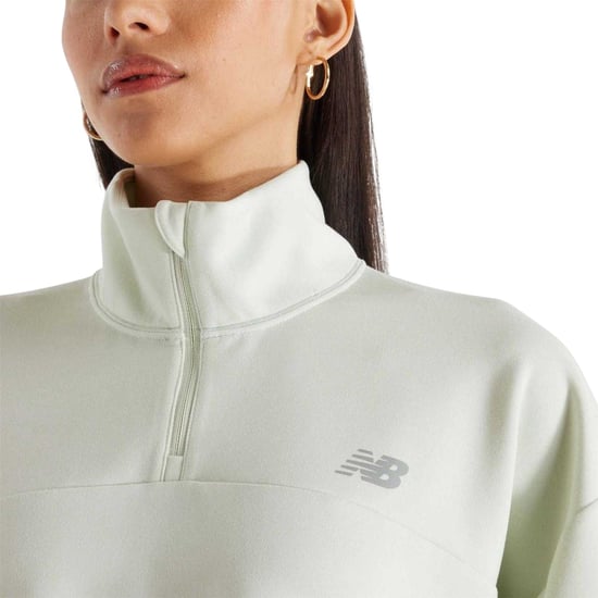 New Balance Oversized gebreid sweatshirt met kwartrits voor dames (Munt) - Image 4