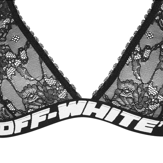 Off White Bralette met bloemenmotief en kant voor dames (Zwart) - Image 3