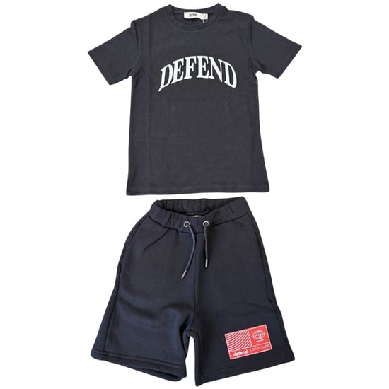 DFND London Set med T-shirt och shorts med logotyp för barn (Svart) - Image 1