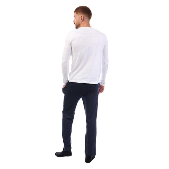Farah Mens Cotton Long-Sleeved Loungewear Set (White/Navy) - Image 3