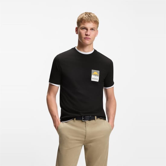 Men's Boss Te Plain 10276582 01 Polo Shirt in Black - Image 2