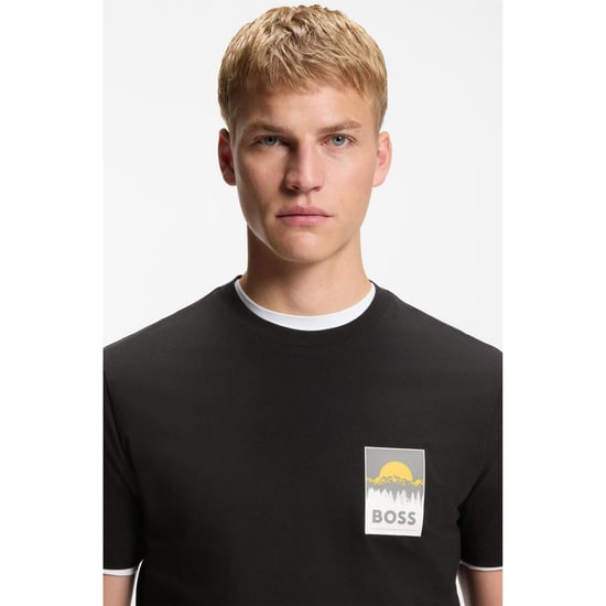 Men's Boss Te Plain 10276582 01 Polo Shirt in Black - Image 4