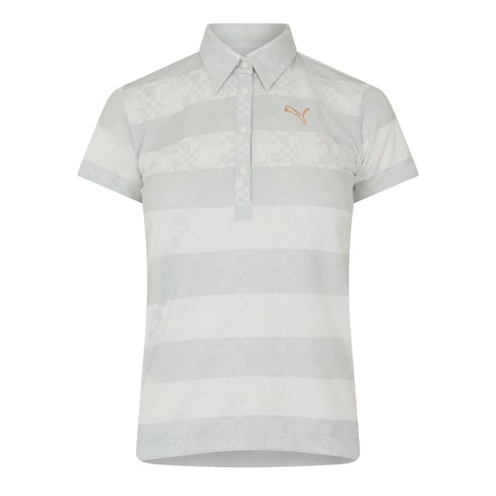 Women's Puma Golf Ss Border Polo Womens in .Grey - Image 1