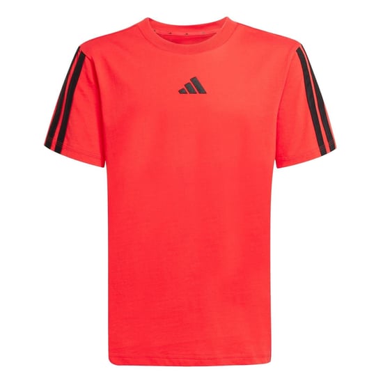 Boys adidas 3 Stripe Essentials T-Shirt Junior in Ruby/Black - Image 1