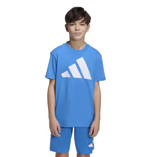Boys adidas J Bl Tee 160 in Ray Blue/White - Image 4