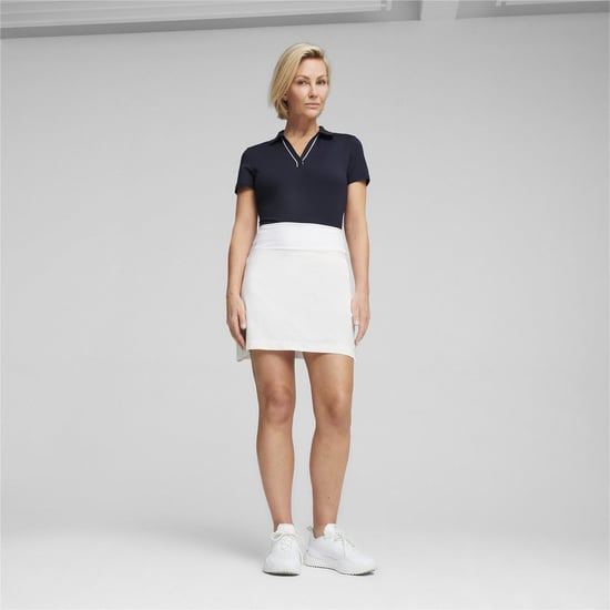 Women's Puma Cloudspun Piped Short Sleeve Performance Polo Shirt in Deep Navy - Image 6