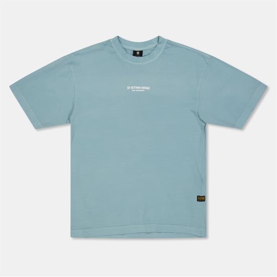 Boys G Star Oversize Lettering Crew Neck Short Sleeve T-Shirt in Siali Blue - Image 1