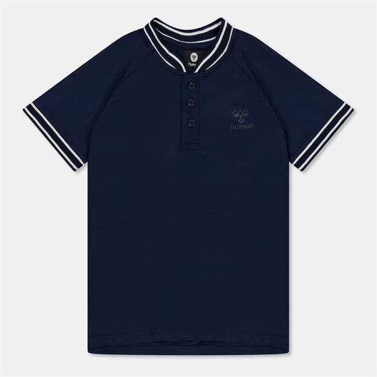 Boys Hummel Samuel Regular Fit Raglan Sleeve Polo Shirt in Black Iris - Image 1