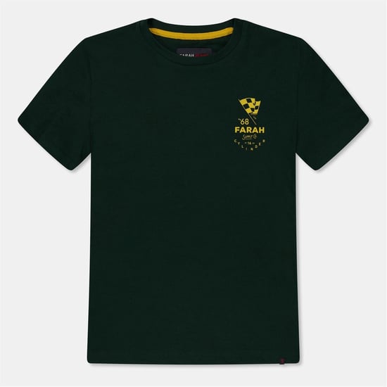 Boys Farah Lettering Graphic Crew Neck Short Sleeve T-Shirt in Green - Image 1