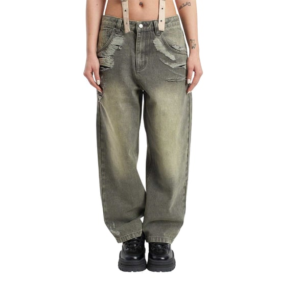 The Ragged Priest Womens/Ladies Crescent Denim Wide Leg Jeans (Grey) - Image 2