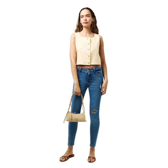Pieces Skinny jeans met verweerde look voor dames (Blauwe Denim) - Image 5