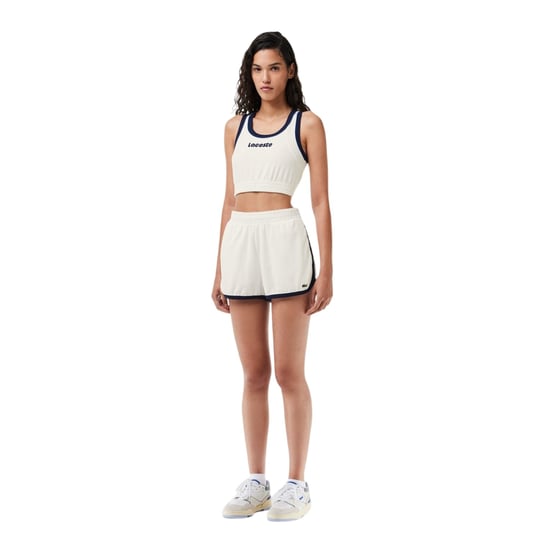 Lacoste Dames Terrycloth Shorts met Contrasterende Rand (Crème/Zwart) - Image 5