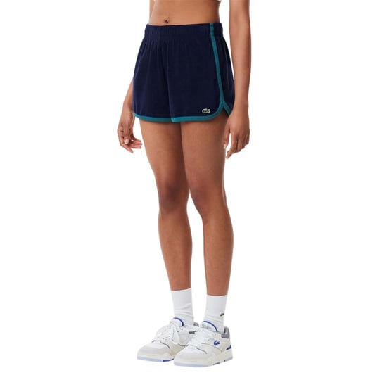 Lacoste Dames-frotteershort met contrasterende details (Blauw) - Image 1